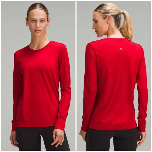 Lululemon Swiftly Relaxed Long-Sleeve Shirt Dark Red Size 6 Gym Yoga Workout - Picture 1 of 5